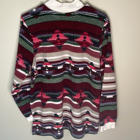 Vintage 90s BLAIR Aztec Fleece Turtleneck Sweater Navajo Southwestern Medium - Picture 2 of 10